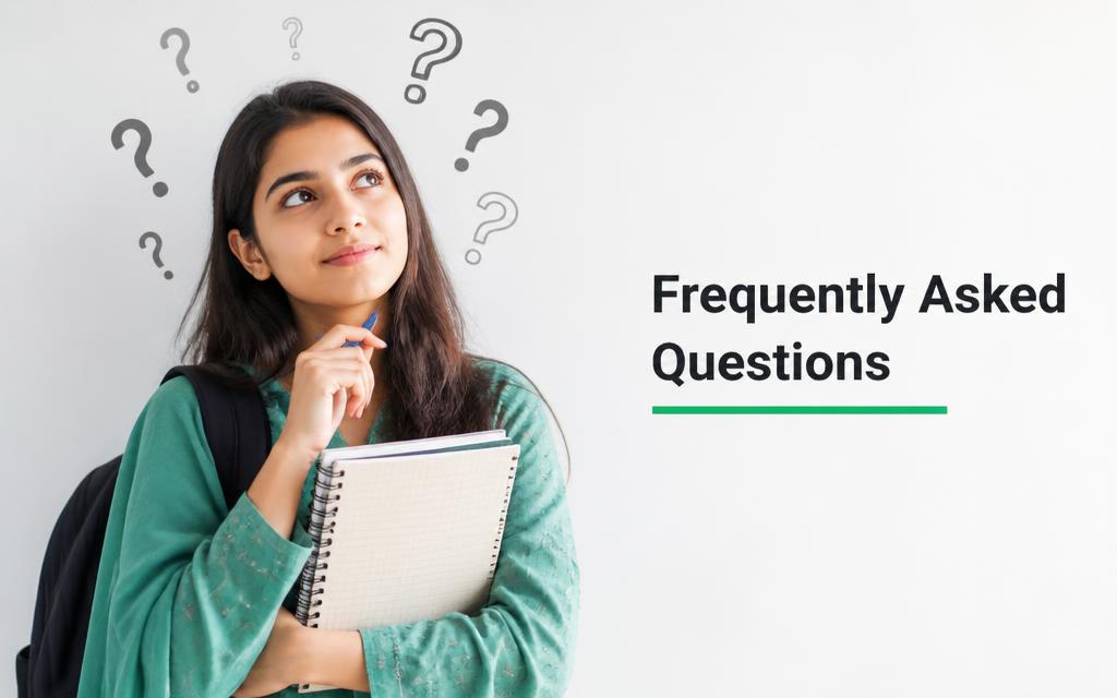 Pakistani girl student thinking about online earning course questions