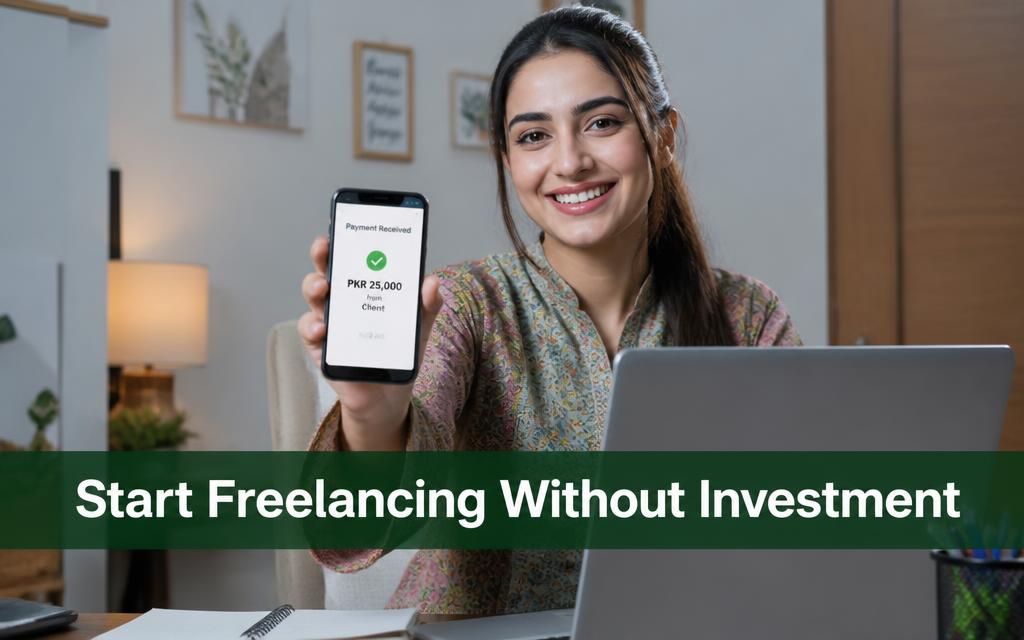 Pakistani female freelancer showing a client payment received on her phone