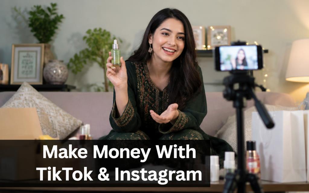 Pakistani female creator recording a paid brand review video at home